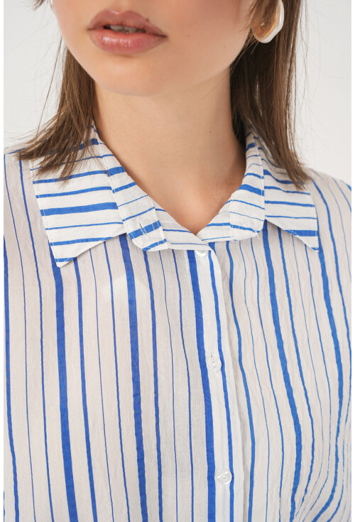 Kadın Çizgili Kısa Kol Gömlek 20345