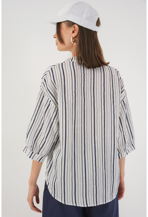 Kadın Çizgili Oversize Bluz 967