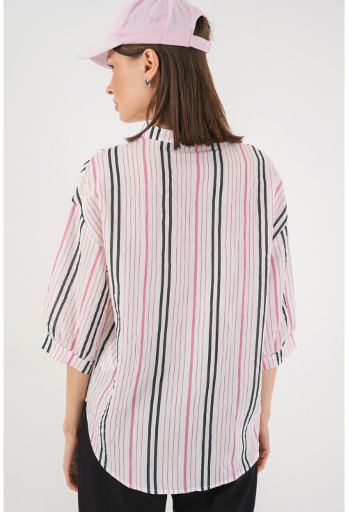 Kadın Çizgili Oversize Bluz 967