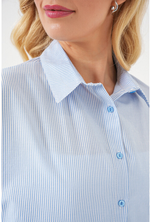 Kadın Çizgili Oversize Gömlek 20332