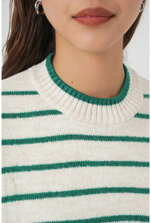 Kadın Çizgili Triko Süveter 15926