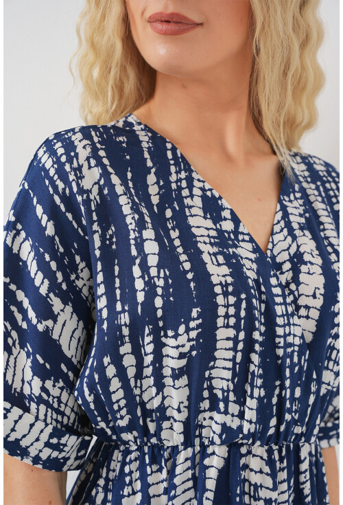 Kadın Desenli Kısa Kol Elbise 2569