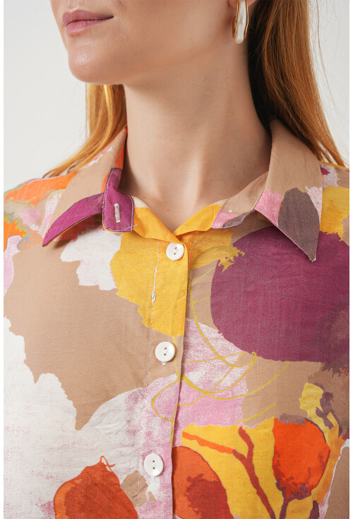 Kadın Desenli Overize Gömlek Tunik 5971