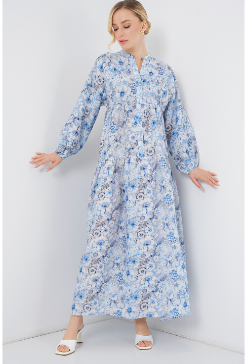 Kadın Desenli Tesettür Elbise 2583