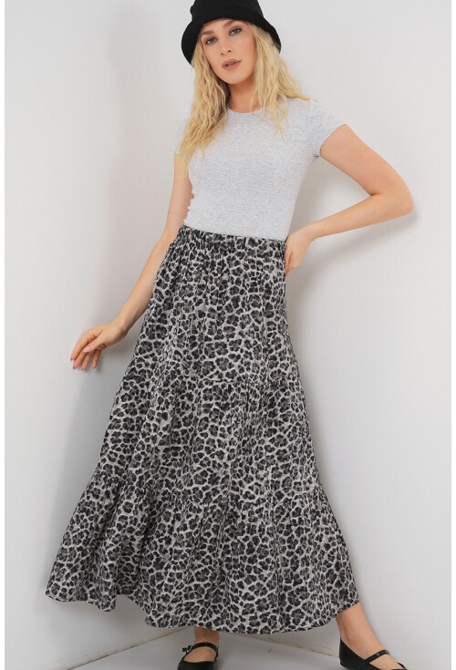 Kadın Desenli Uzun Etek 8053
