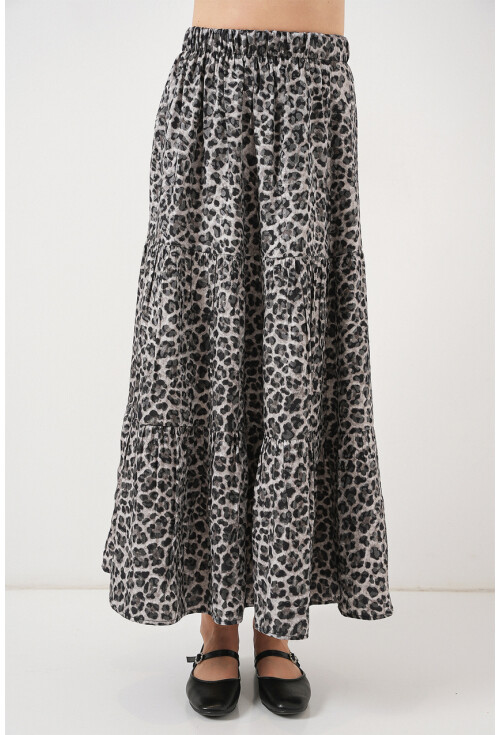 Kadın Desenli Uzun Etek 8053