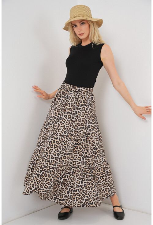Kadın Desenli Uzun Etek 8053