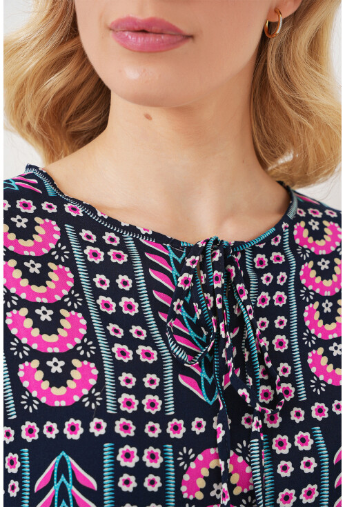 Kadın Desenli Uzun Kol Bluz 970