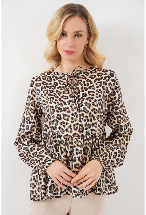Kadın Desenli Uzun Kol Bluz 970