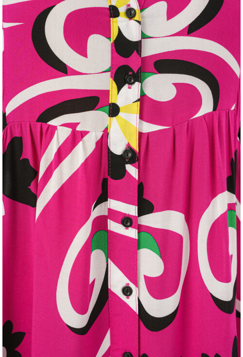 Kadın Desenli Uzun Tesettür Elbise 2585