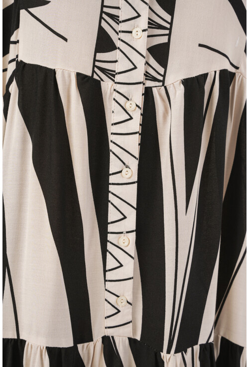 Kadın Desenli Uzun Tesettür Elbise 2585