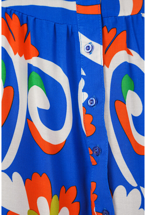 Kadın Desenli Uzun Tesettür Elbise 2585