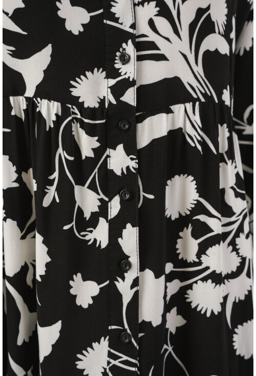 Kadın Desenli Uzun Tesettür Elbise 2585