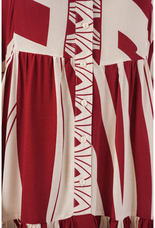 Kadın Desenli Uzun Tesettür Elbise 2585