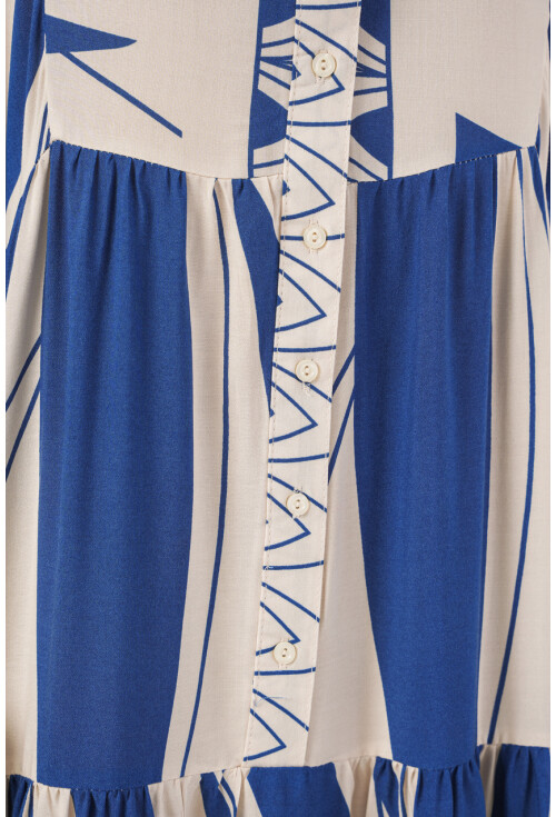 Kadın Desenli Uzun Tesettür Elbise 2585