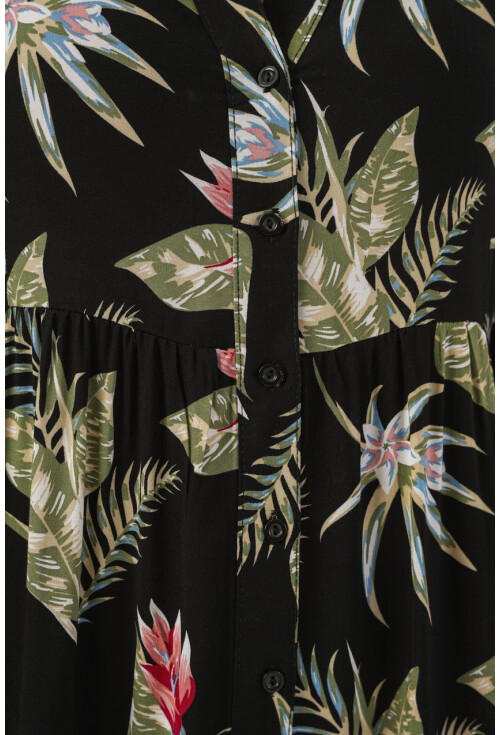 Kadın Desenli Uzun Tesettür Elbise 2585