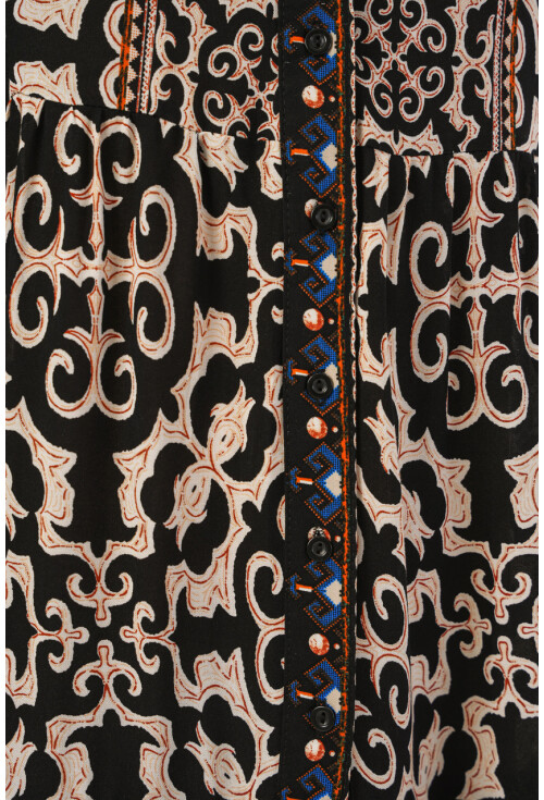 Kadın Desenli Uzun Tesettür Elbise 2585