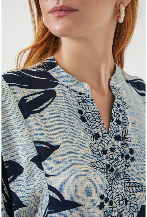 Kadın Desenli Uzun Tesettür Elbise 2585