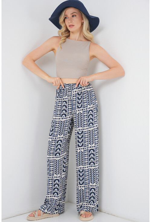 Kadın Desenli Viskon Pantolon 6749