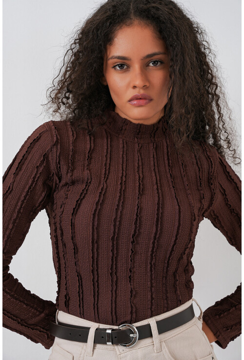 Kadın Dokulu Esnek Örme Bluz 975