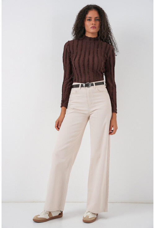 Kadın Dokulu Esnek Örme Bluz 975