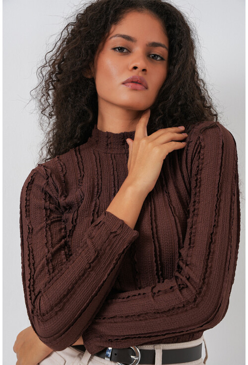 Kadın Dokulu Esnek Örme Bluz 975