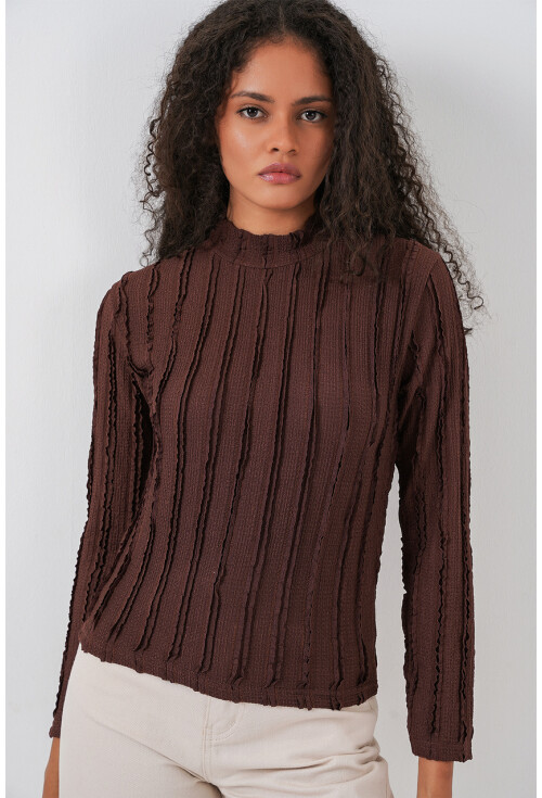 Kadın Dokulu Esnek Örme Bluz 975