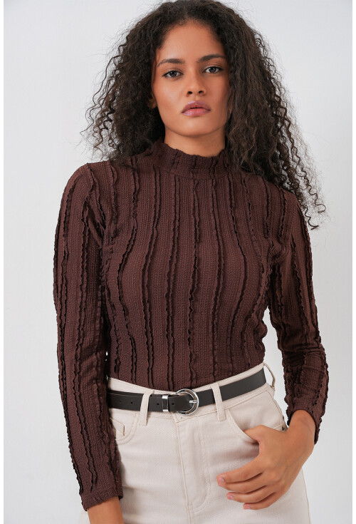 Kadın Dokulu Esnek Örme Bluz 975