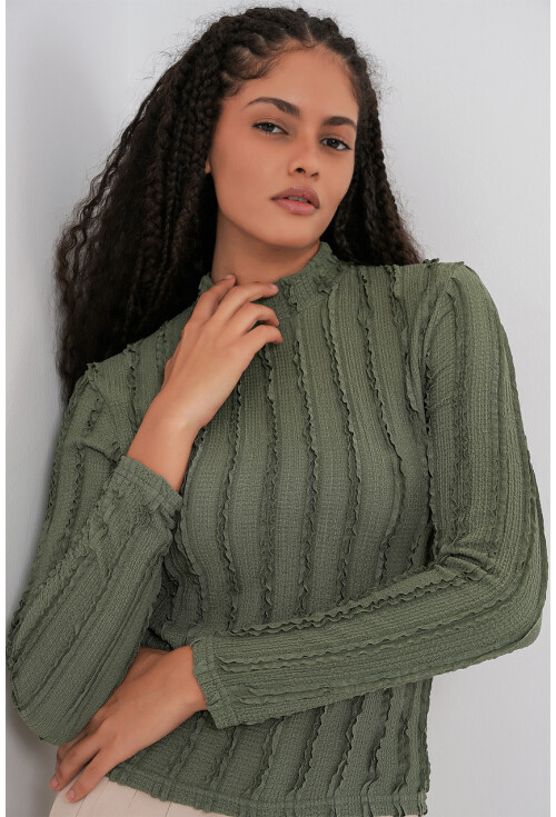 Kadın Dokulu Esnek Örme Bluz 975