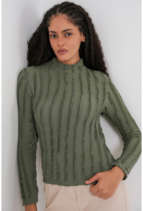 Kadın Dokulu Esnek Örme Bluz 975