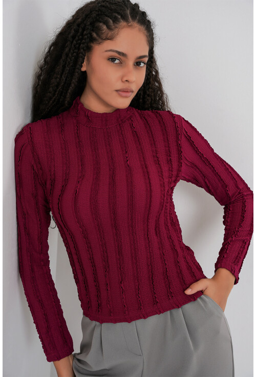 Kadın Dokulu Esnek Örme Bluz 975