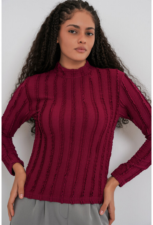 Kadın Dokulu Esnek Örme Bluz 975