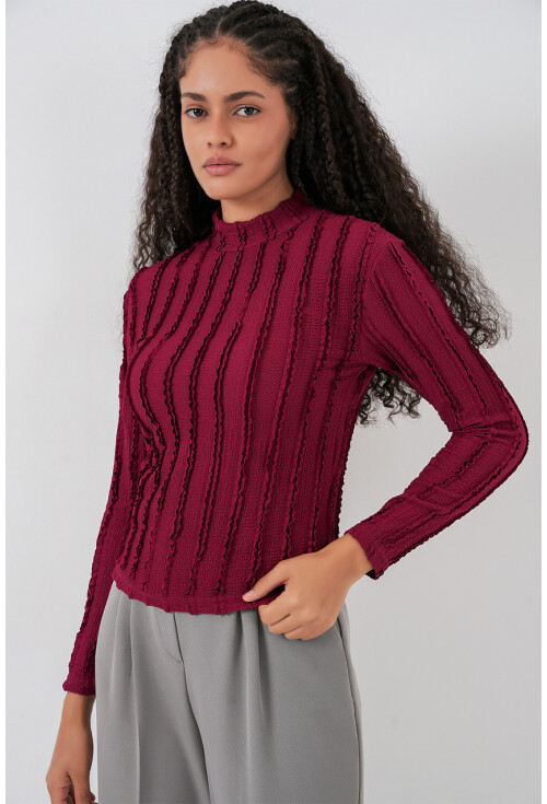 Kadın Dokulu Esnek Örme Bluz 975