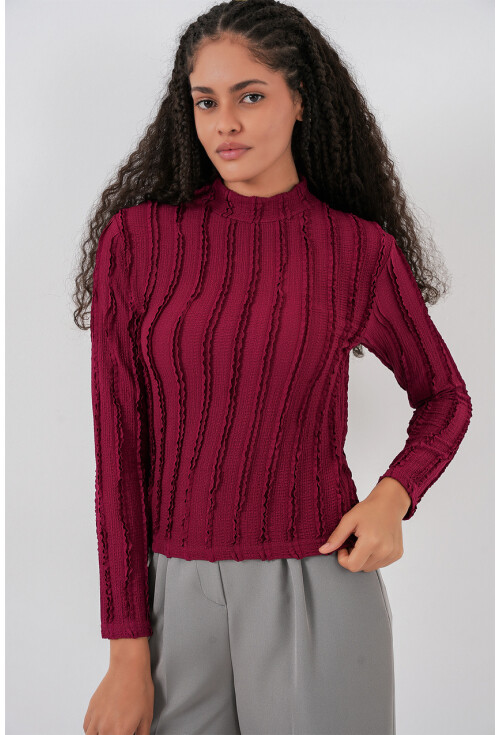 Kadın Dokulu Esnek Örme Bluz 975