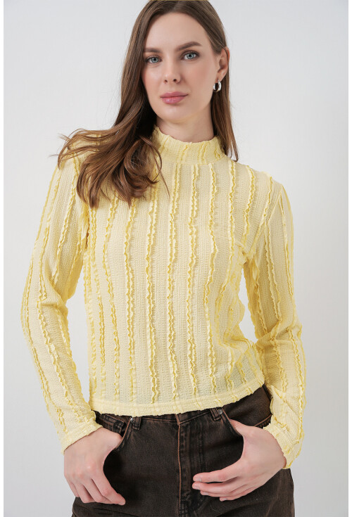 Kadın Dokulu Esnek Örme Bluz 975