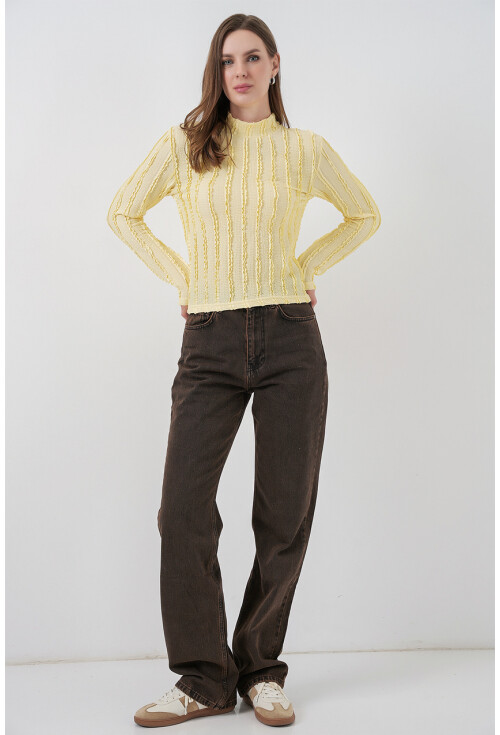 Kadın Dokulu Esnek Örme Bluz 975