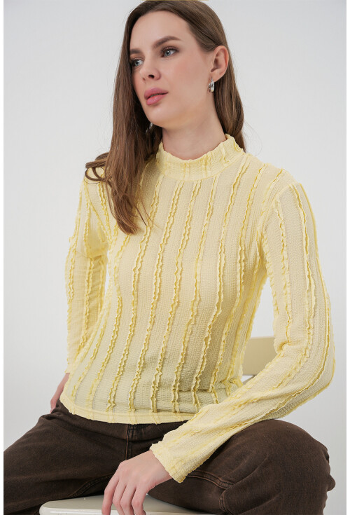 Kadın Dokulu Esnek Örme Bluz 975