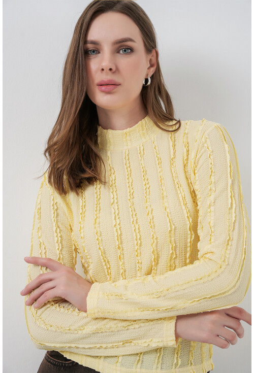 Kadın Dokulu Esnek Örme Bluz 975