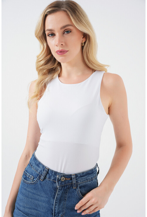 Kadın Halter Yaka Çıtçıtlı Body 972