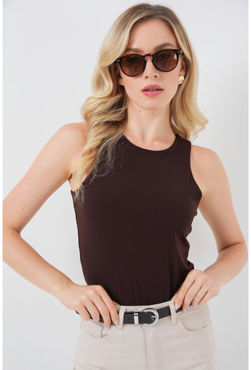 Kadın Halter Yaka Çıtçıtlı Body 972