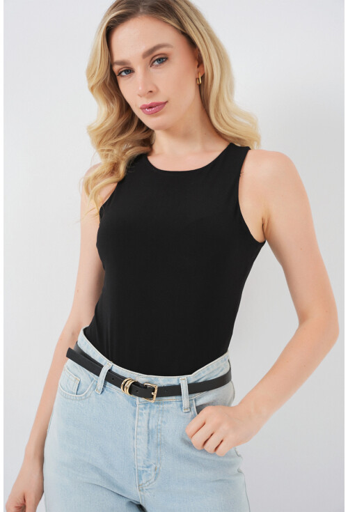 Kadın Halter Yaka Çıtçıtlı Body 972