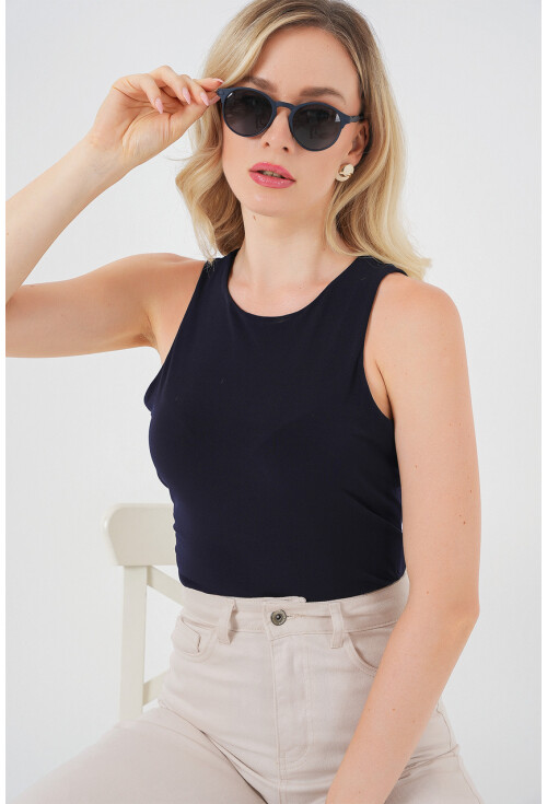 Kadın Halter Yaka Çıtçıtlı Body 972