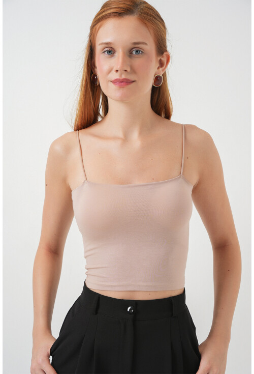 Kadın İp Askılı Basic Crop Atlet 973