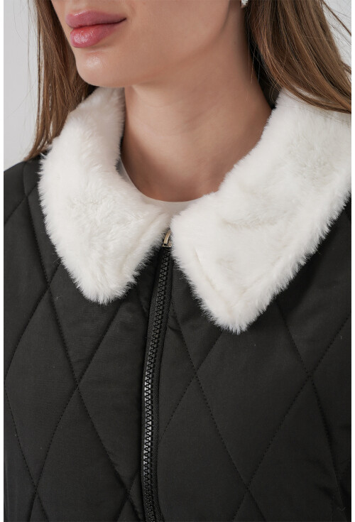 Kadın Kapitone Uzun Şişme Mont 5221