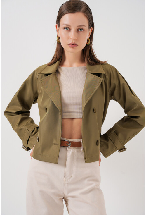 Kadın Kemerli Kısa Trençkot 5970