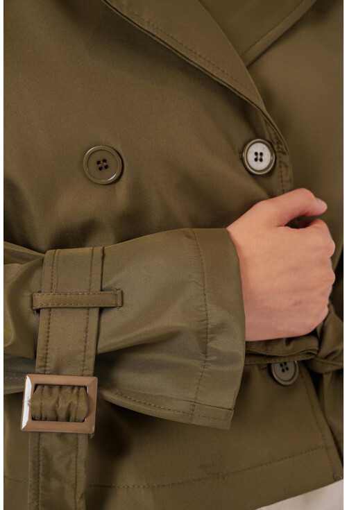 Kadın Kemerli Kısa Trençkot 5970