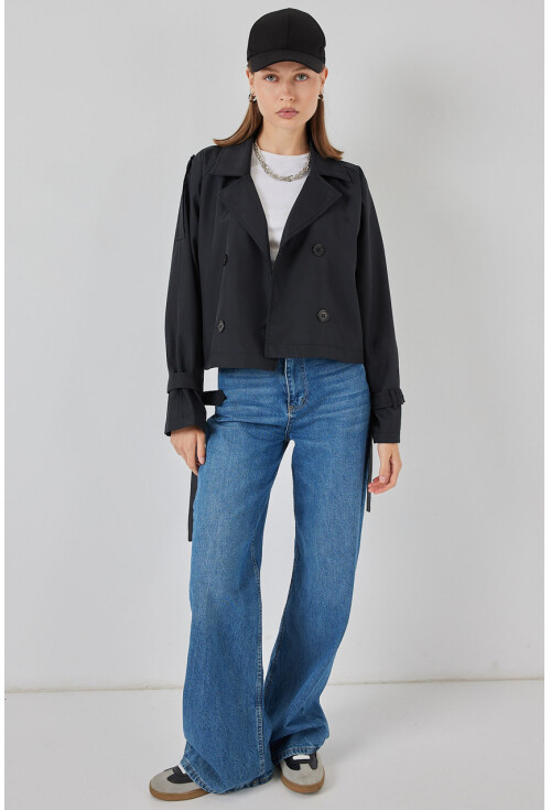 Kadın Kemerli Kısa Trençkot 5970