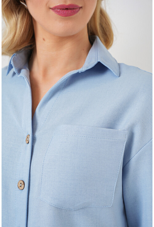 Kadın Keten Görünümlü Crop Gömlek 20339