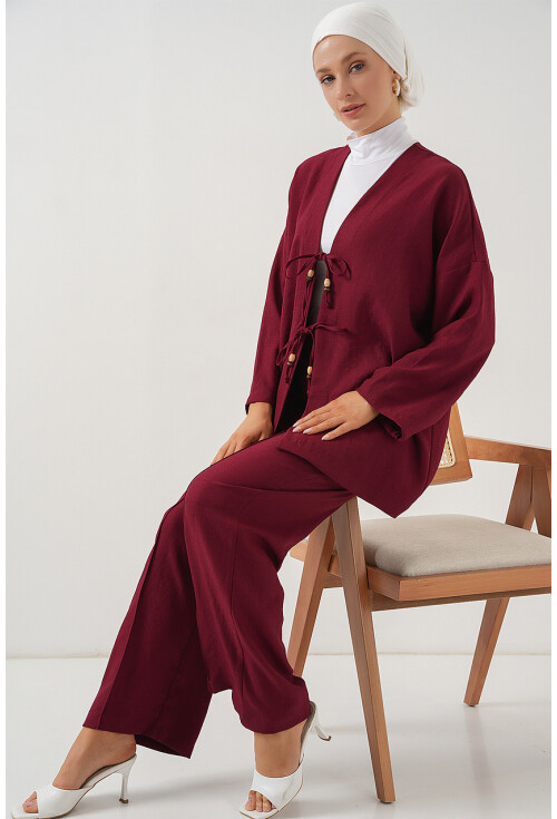 Kadın Keten Kimono İkili Takım 6727