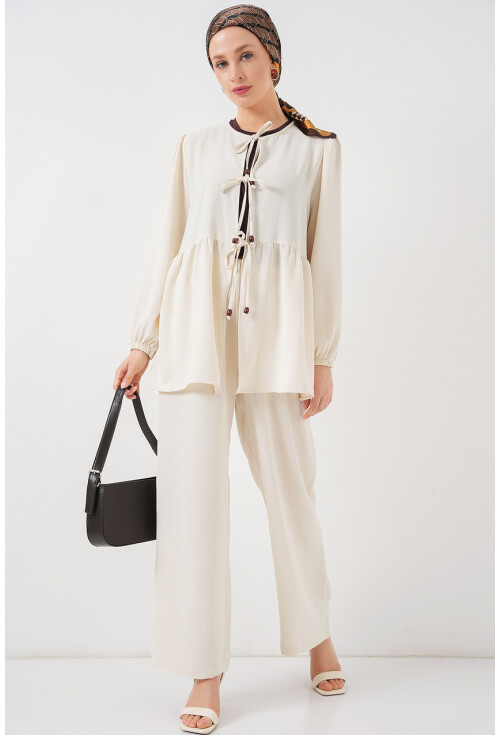 Kadın Keten Kimono İkili Takım 6727